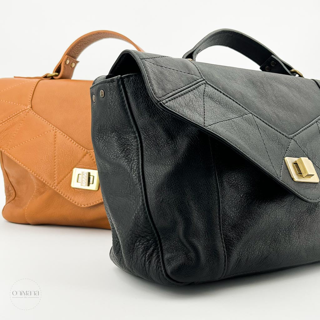 Sac cartable soma JM noisette noir face