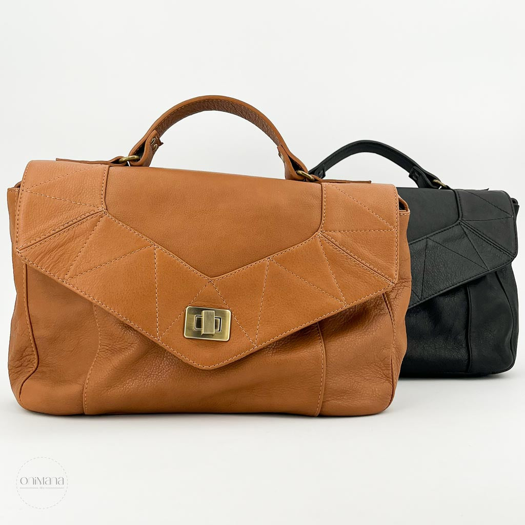 Sac cartable soma JM noisette noir face
