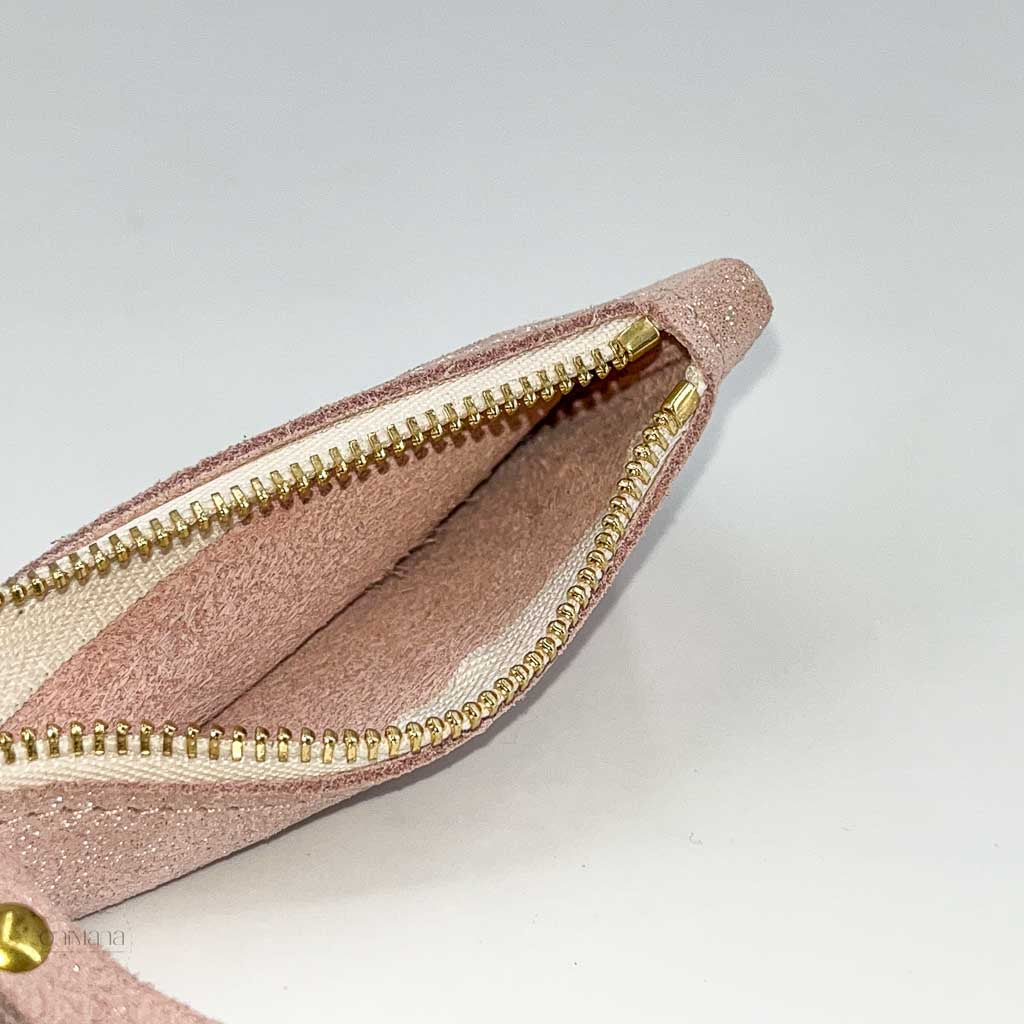 atelier st loup mini porte monnaie Donatien rose pailleté ouvert