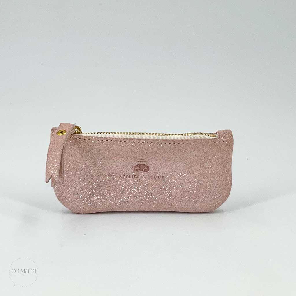 atelier st loup mini porte monnaie Donatien rose pailleté face2