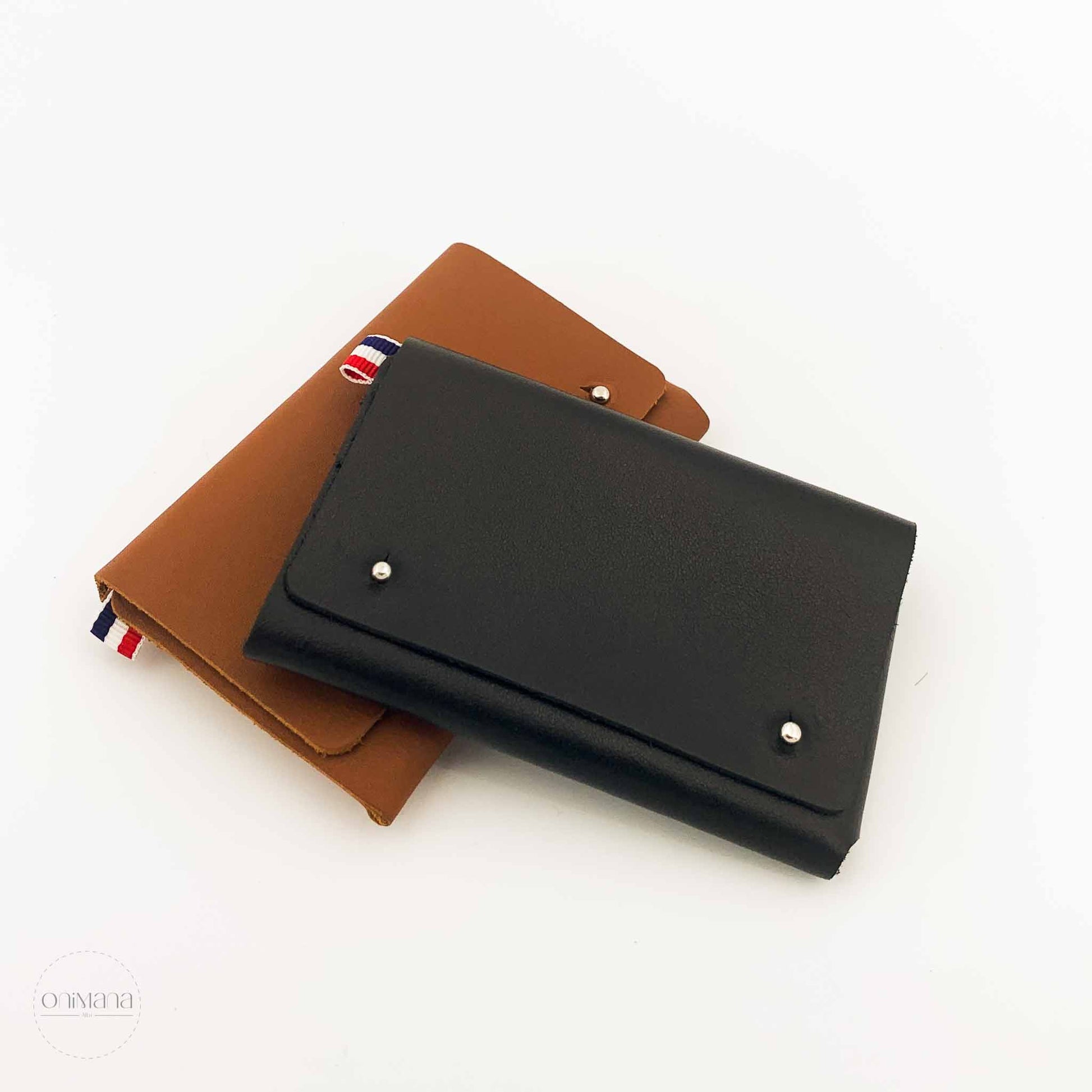 Portefeuille mini clement LC  Camel Noir dos couché