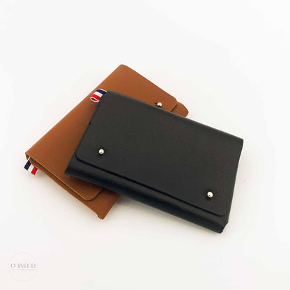 Portefeuille mini clement LC  Camel Noir dos couché